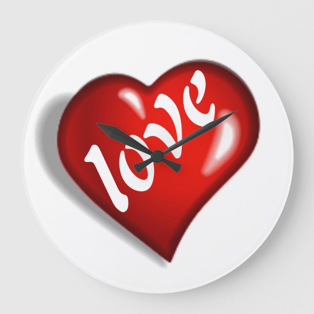 RED LOVE HEART LARGE CLOCK (Front)