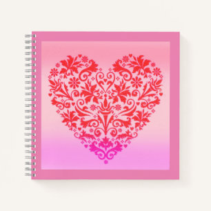 Red love heart notebook