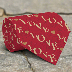 Red Love Heart Pattern Valentine's Day Modern Tie