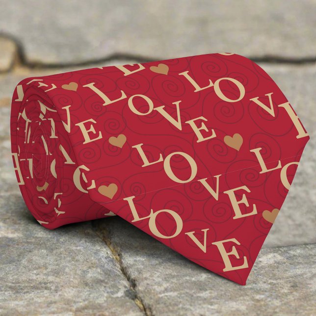 Red Love Heart Pattern Valentine's Day Modern Tie (Creator Uploaded)