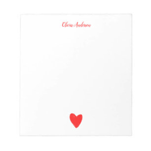 Red Love Heart Personalized Notepad