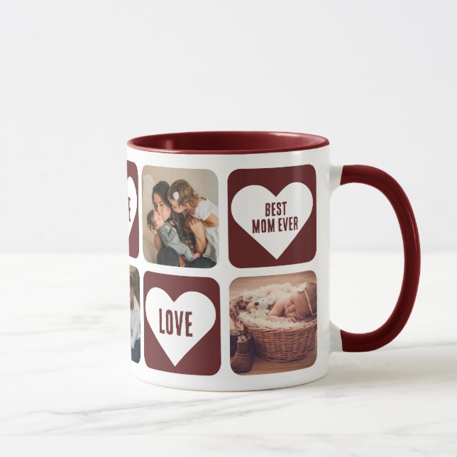 Red Love Heart Photo Best Mom Ever Mug (Right)