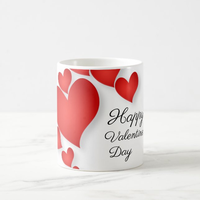 Red Love Heart Shape Valentine' Day Coffee Mug (Center)