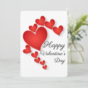 Red Love Heart Shape Valentine' Day Greeting Card
