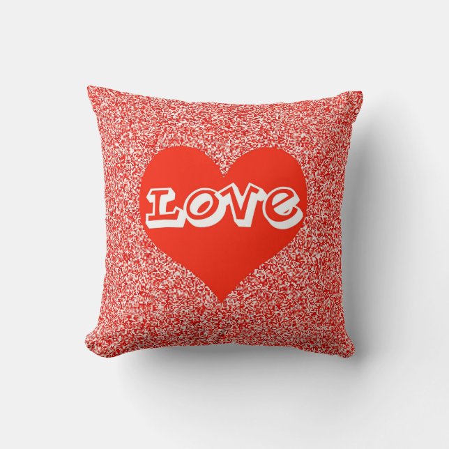Red Love Heart Speckled Cushion (Front)