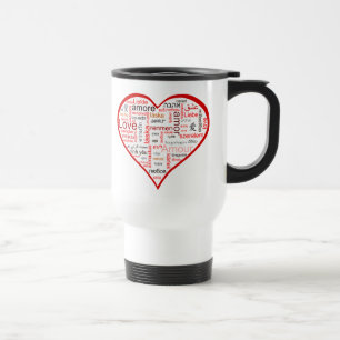 Red Love Heart Typography Travel Mug