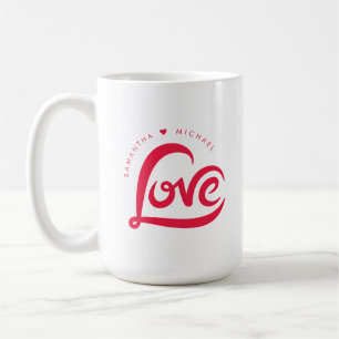 Red Love Heart Valentines Day  Coffee Mug