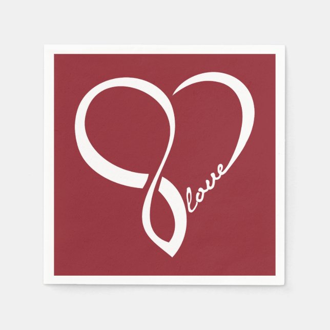 Red Love Heart Wedding Party Paper Napkins Set (Front)