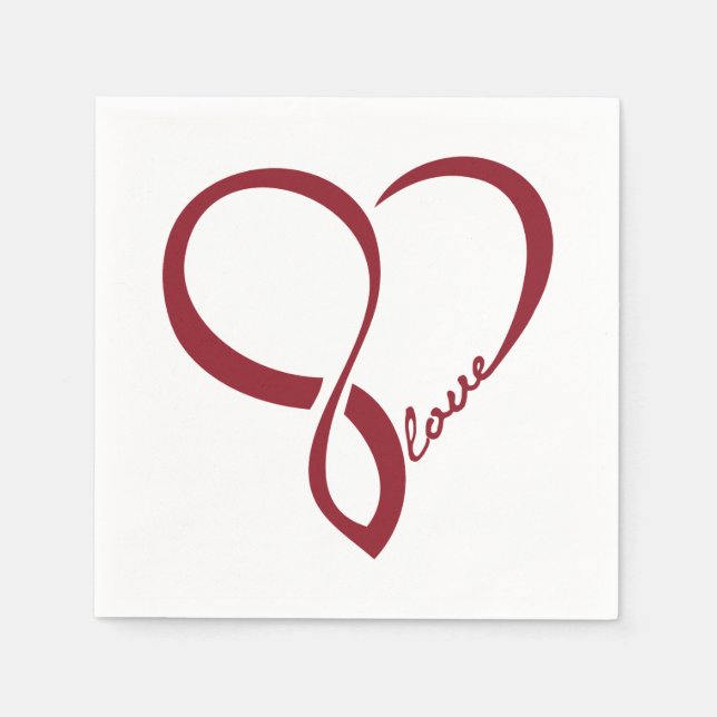 Red Love Heart Wedding Party Paper Napkins Set (Front)