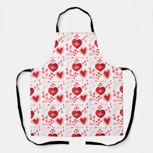 Red love hearts and arrow  apron