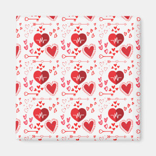 Red love hearts and arrow magnet