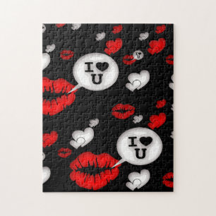 Red Love Hearts And Lips Jigsaw Puzzle