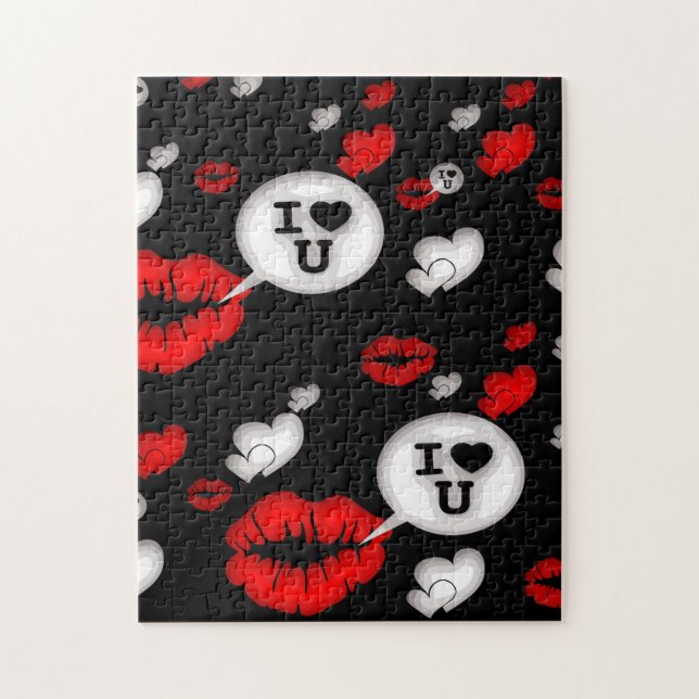 Red Love Hearts And Lips Jigsaw Puzzle (Vertical)