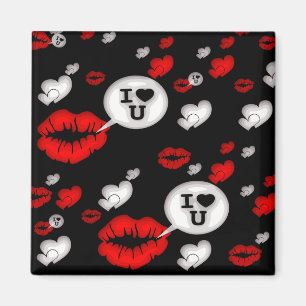 Red Love Hearts And Lips Magnet
