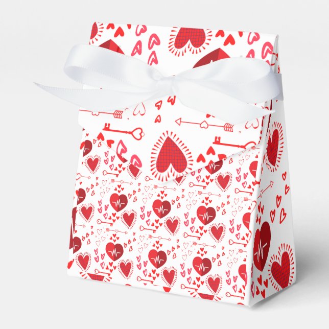 Red love hearts and Lover Gifts Favour Box (Front Side)