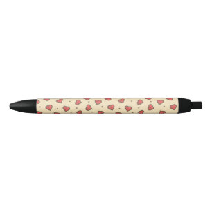 Red Love Hearts Black Ink Pen
