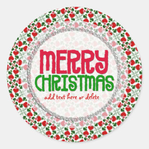 Red Love hearts Christmas Gift label Sticker