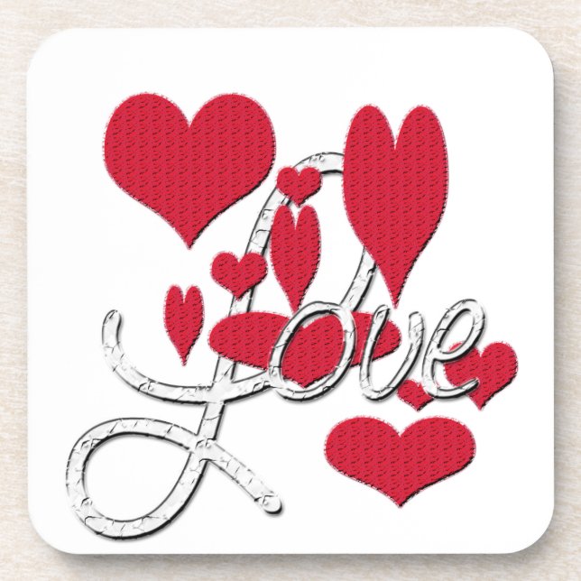 Red Love Hearts Coaster (Front)