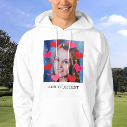 Red Love Hearts Custom Photo Text Personalised Hoodie