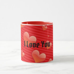 Red Love Hearts, I Love You, Mug