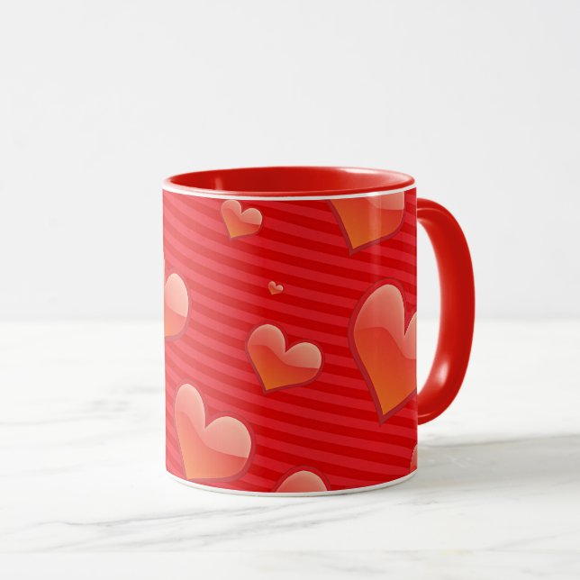 Red Love Hearts Mug (Front Right)