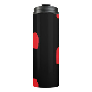 Red love hearts on black thermal tumbler