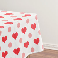 red love hearts, pastel pink polka dots pattern
