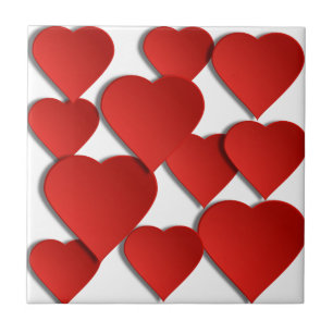 Red Love Hearts Tile