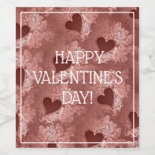 Red Love Hearts Valentine's Day Wine Bottle Labels