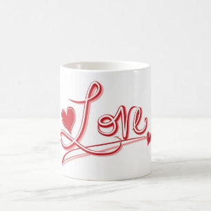 Red Love Hearts - Wedding, Engagement, Valentines Coffee Mug