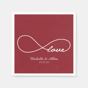 Red Love Infinity Wedding Party Paper Napkins Set