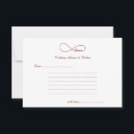 Red Love Infinity Wedding Wishes & Advice Cards<br><div class="desc">Simple,  elegant and classic Red Love Infinity Wedding Wishes & Advice Cards.  Great for weddings,  bridal showers,  wedding rehearsal dinners and wedding anniversaries.  Customise the text to fit your party celebration needs.</div>