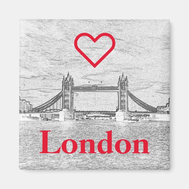 Red LOVE LONDON Embossed Tower Bridge Magnet (Front)