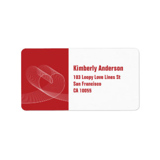 Red Love Loopy Heart Wedding Shower Address Labels