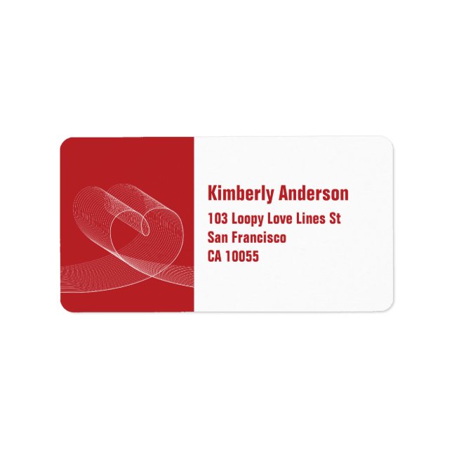 Red Love Loopy Heart Wedding Shower Address Labels (Front)