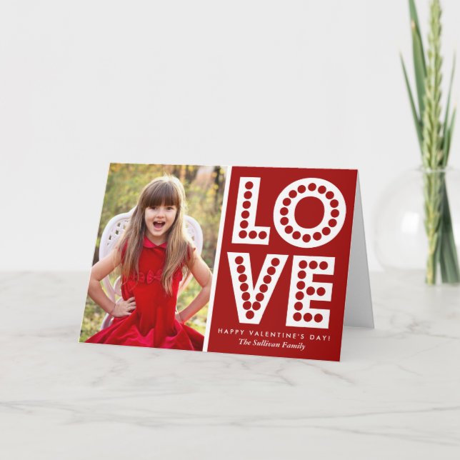 Red Love Marquee Valentine's Day Card (Front)
