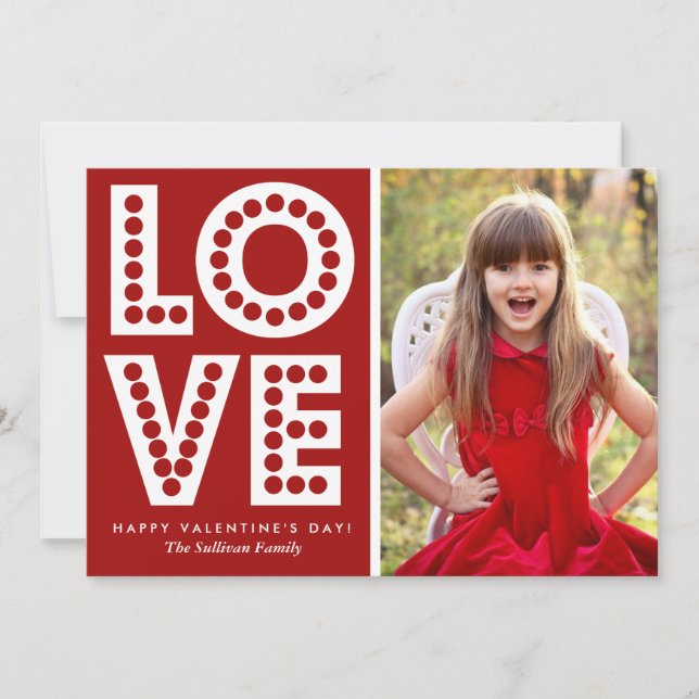 Red Love Marquee Valentine's Day Flat Card (Front)
