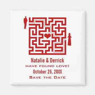 Red Love Maze Save the Date Magnet