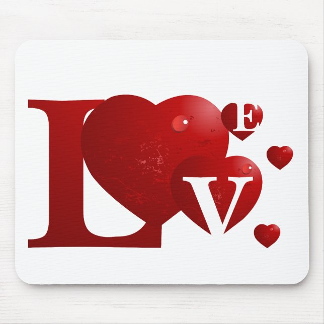 Red LOVE Mouse Mat (Front)