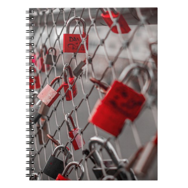 Red Love Padlocks Notebook (Front)