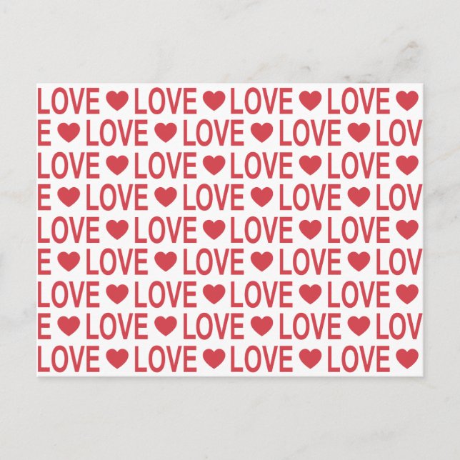 Red Love Pattern Postcard (Front)