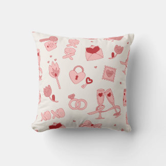 Red Love Pattern Square Pillow