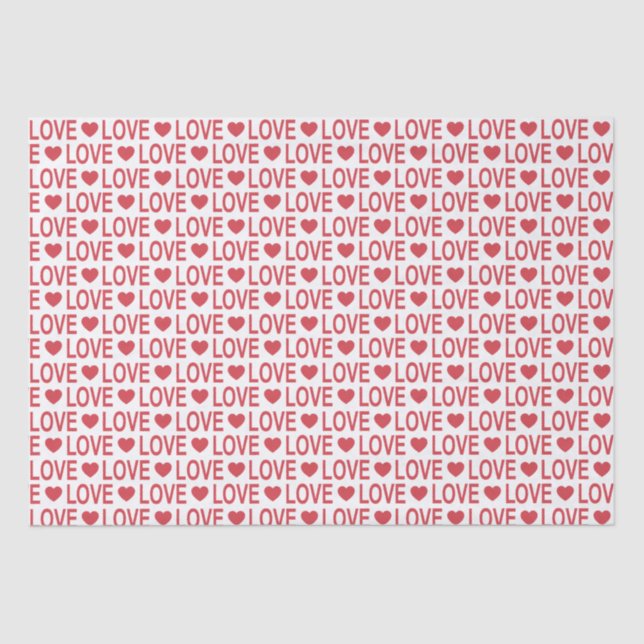 Red Love Pattern Tissue Paper (Front)