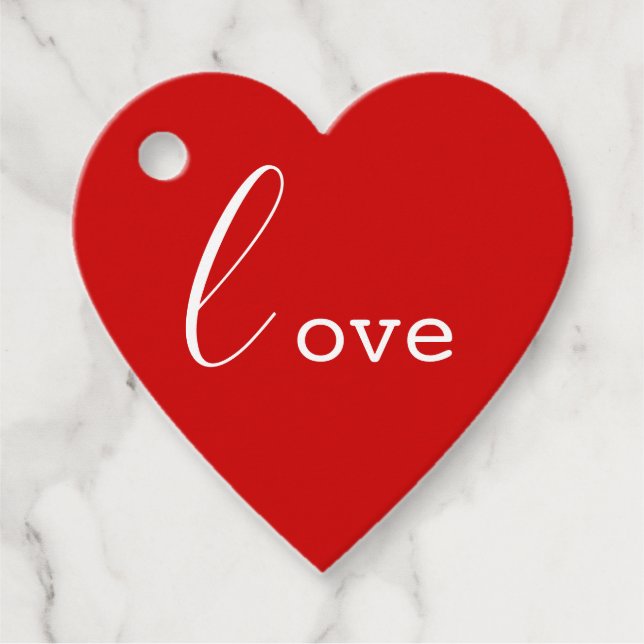 Red Love Personalised Heart Gift Tag (Front)