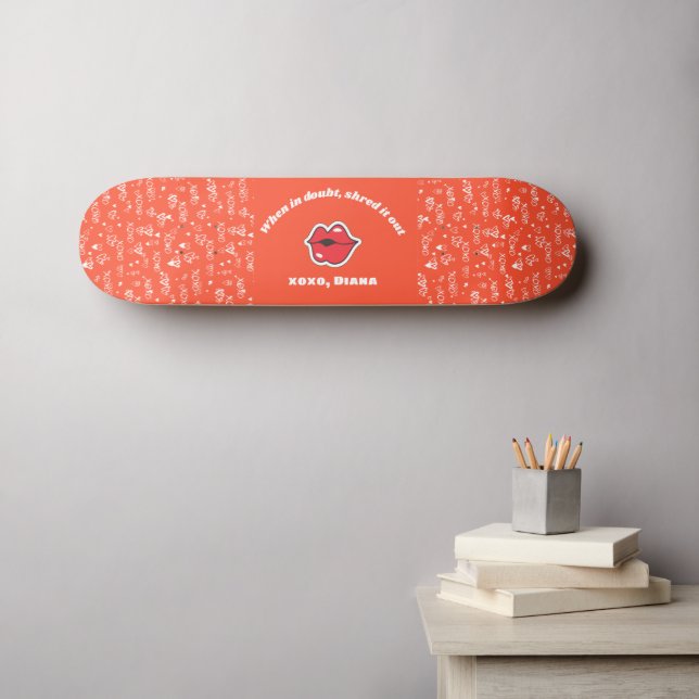 Red Love personalised Skateboard (Wall Art (Horz))
