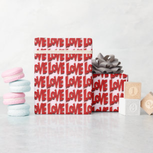 Red LOVE print Valentines Day Love Wrapping Paper