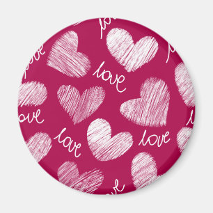 Red love scribbled hearts with text Love Magnet