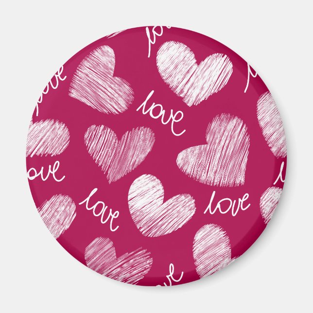 Red love scribbled hearts with text Love Magnet (Front)