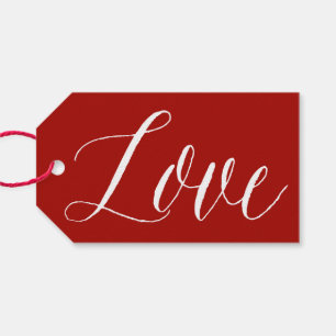 Red Love Script Modern Calligraphy Gift Tag