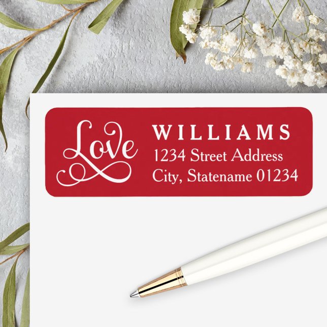 Red Love Script Wedding Return Address (Creator Uploaded)